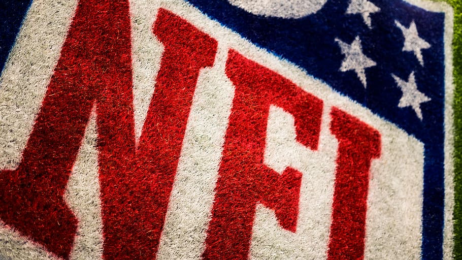 red, white, and blue NFL area rug, view of NFL banner, pitch HD wallpaper