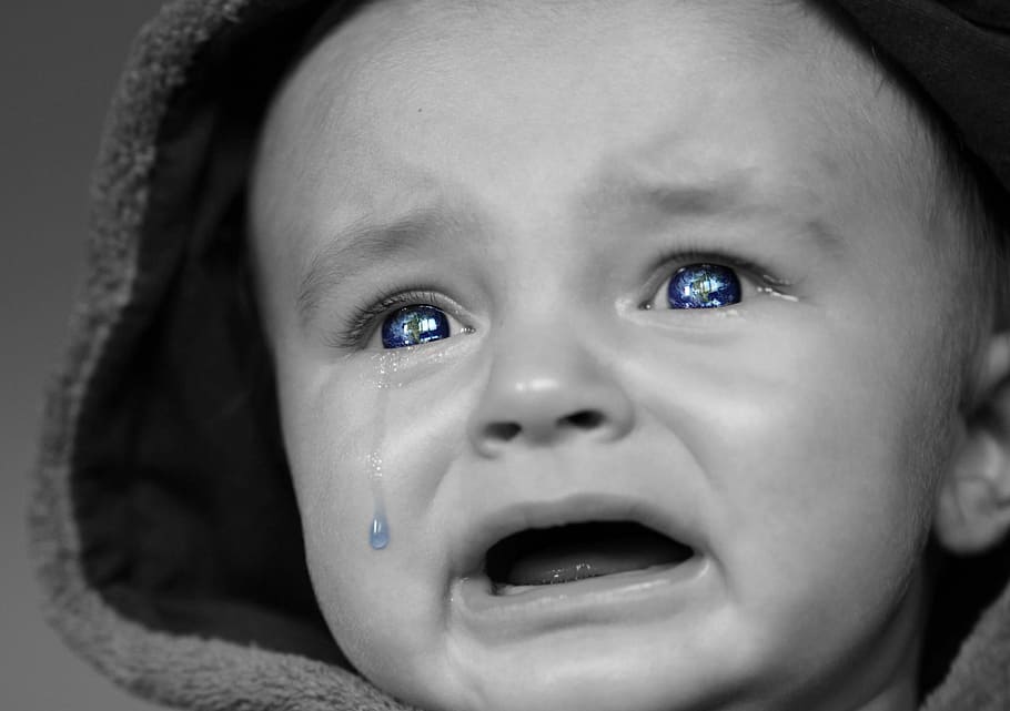 crying baby, face, expression, portrait, unhappy, child, tear, HD wallpaper
