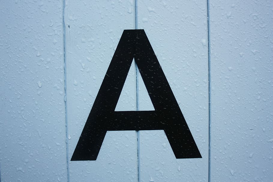 black and white wooden wall decor, black A decal, letter, wet HD wallpaper