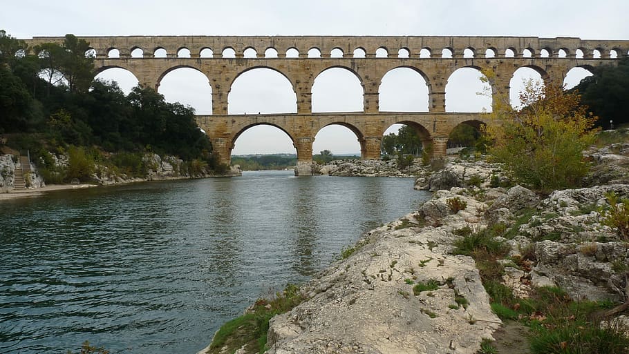 Aqueduct, Heritage, Archaeology, water pipe, roman bridge, tourist, HD wallpaper