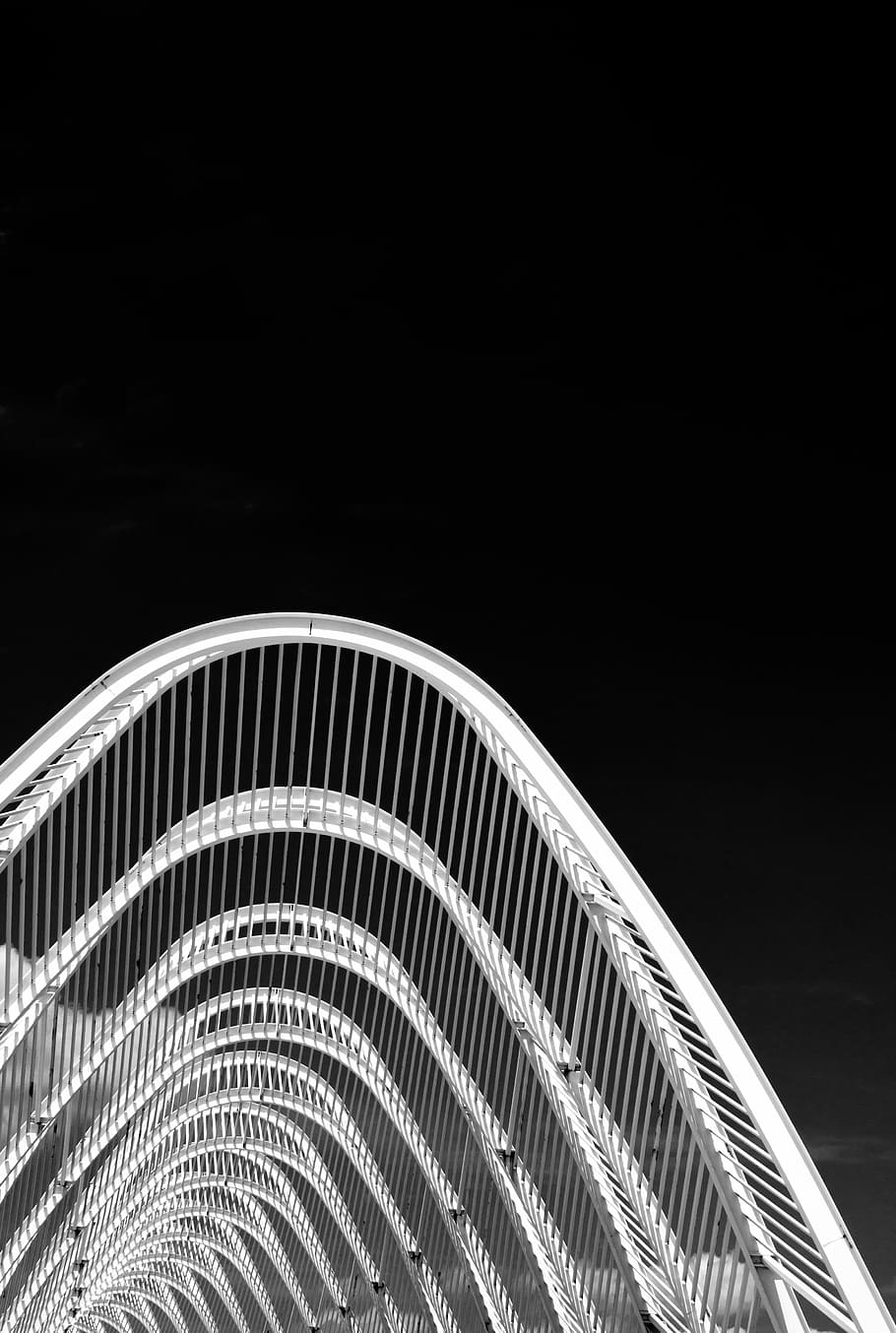 untitled, curve, architecture, bridge, white, structure, dark, HD wallpaper