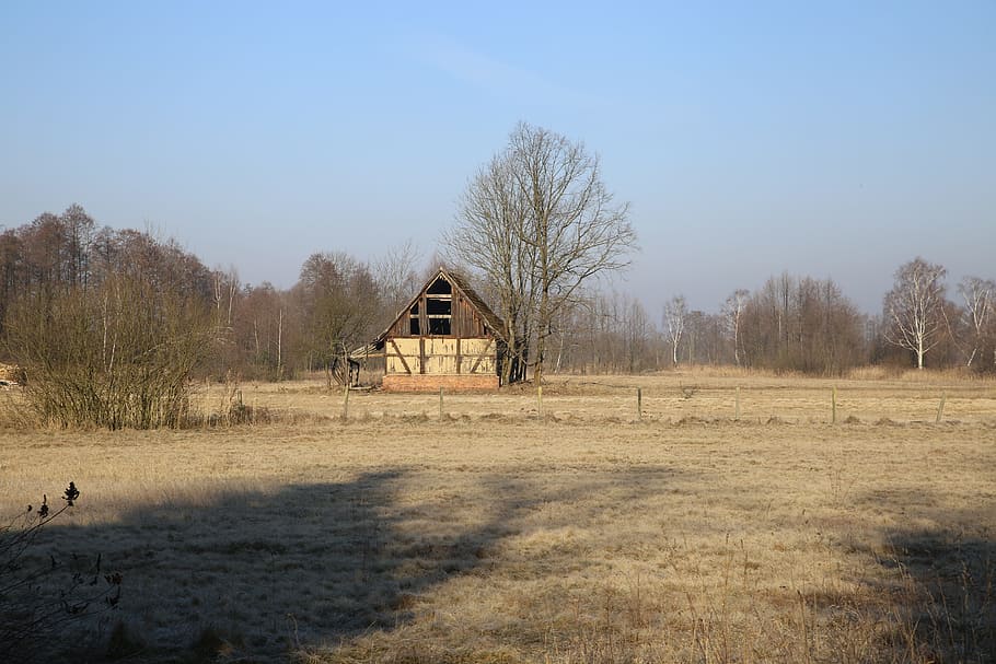 mati, barn, farm, field, village, grass, meadow, shed, house HD wallpaper