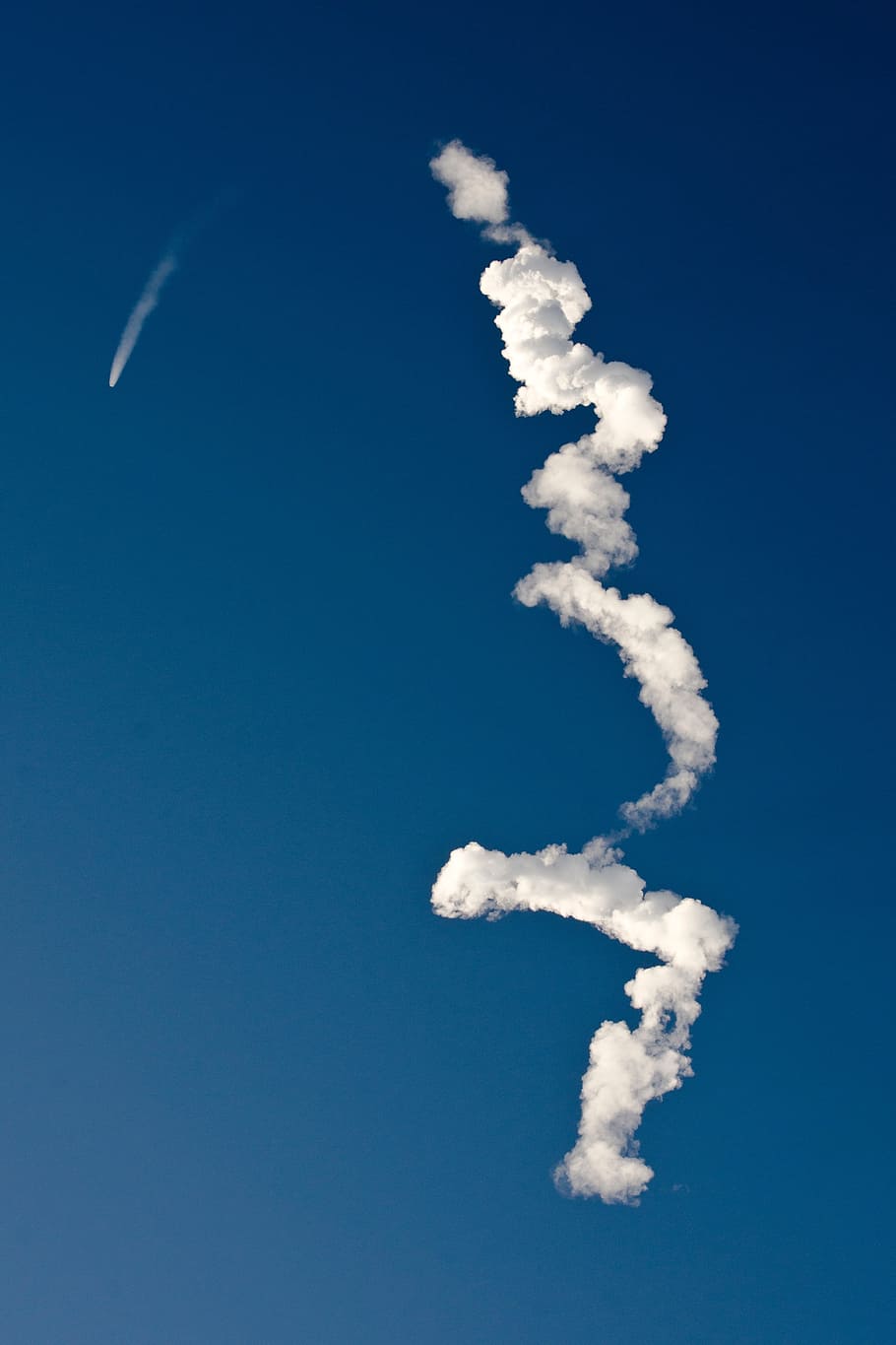 clouds, sky, smoke, blue, white, cloud - sky, vapor trail, white color HD wallpaper
