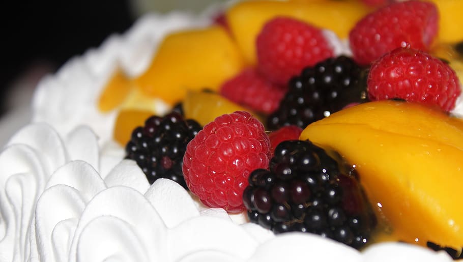fruit, sweet, food, delicious, raspberry, pavlova, food and drink, HD wallpaper