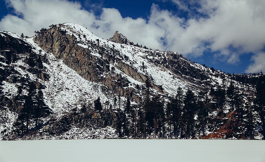 mountain, sky, clouds, snow, cold, winter, nature, summit, peak HD wallpaper