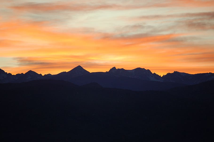 Sunset, Mountains, Landscape, Peak, sky, silhouette, evening HD wallpaper