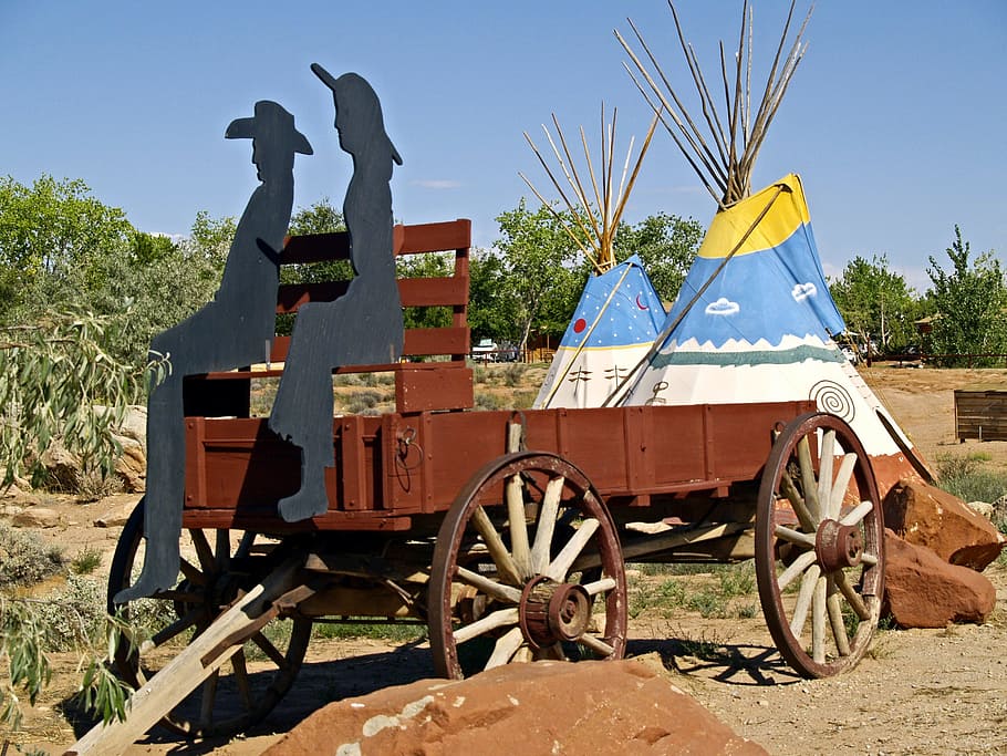 wild, west, wagon, dead horse point, arizona, usa, desert, ti pi, HD wallpaper