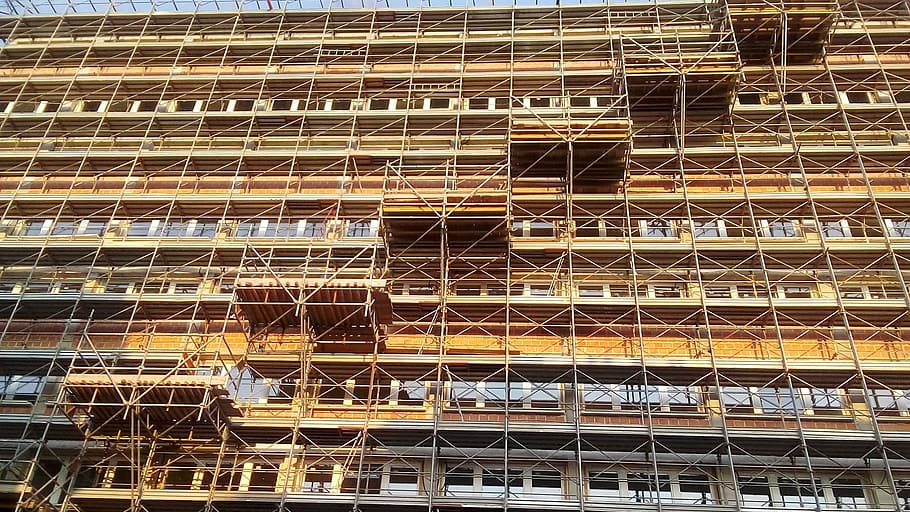 scaffolding, building, masonry, restructuring, renovation, palazzo HD wallpaper