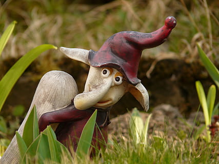 dwarf, imp, gnome, creature, funny, mushroom, holzfigur, krumme nase HD wallpaper