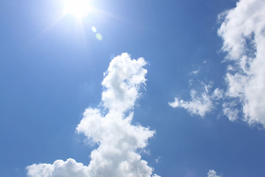 low-angle photography of white clouds, sky, sky clouds, blue sky clouds HD wallpaper