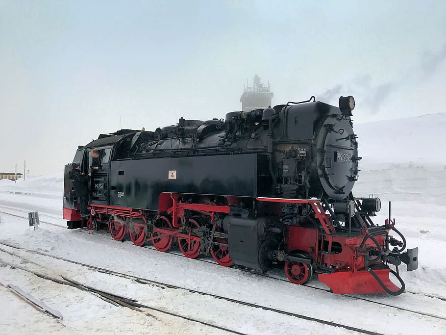 motor, transport, railway line, train, steam, winter, coal, HD wallpaper