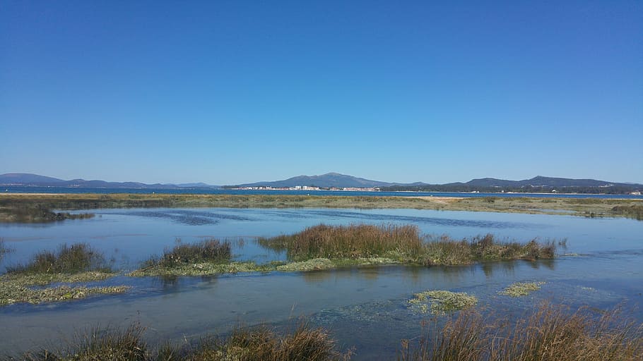 galicia, beach, blue, water, lake, mountain, scenics - nature HD wallpaper