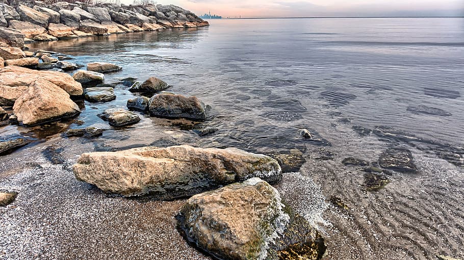 beach, ocean, rocks, sand, scenic, sea, seascape, seashore HD wallpaper