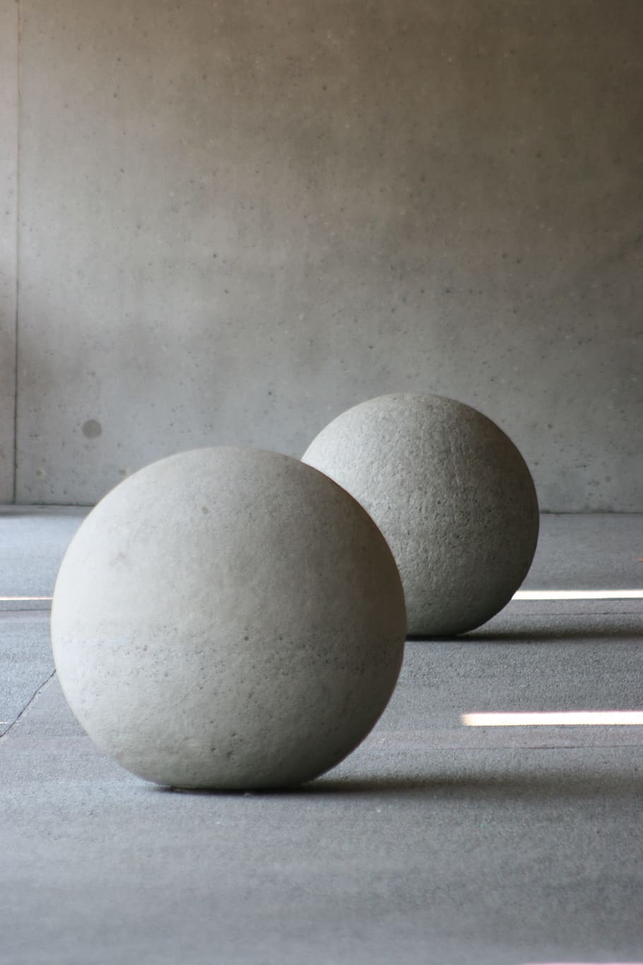 two white balls, sphere, cement, abstract, no people, close-up HD wallpaper