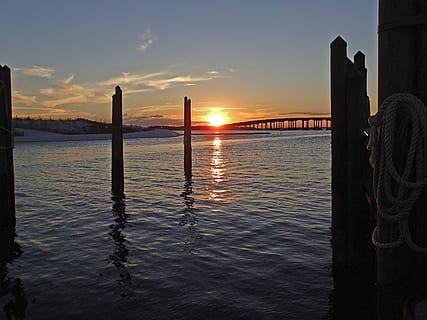 water, sunset, dawn, dusk, reflection, sky, travel, pier, panoramic HD wallpaper