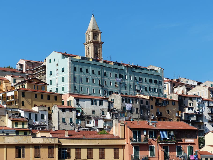 Ventimiglia, Old Town, Roofs, homes, city, north italy, province of imperia, HD wallpaper