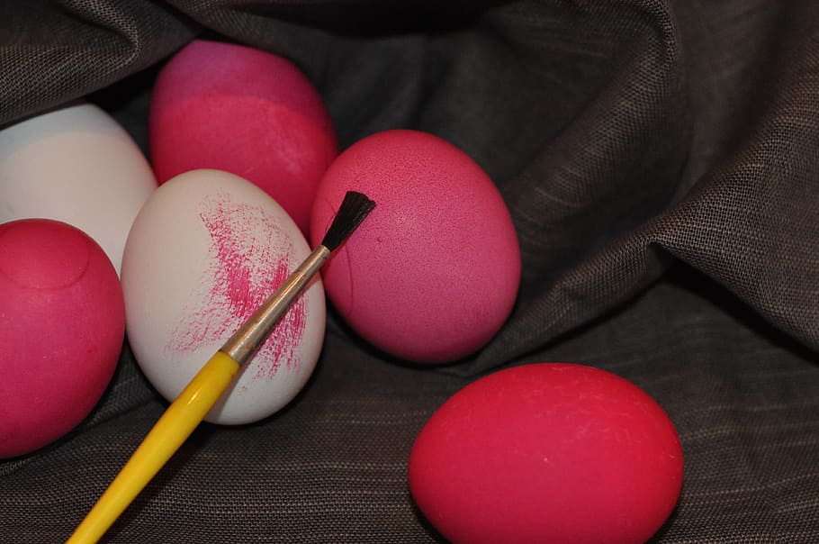 easter, eggs, brush, paint, color, food, food and drink, red HD wallpaper