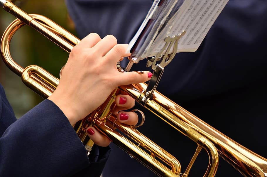 HD wallpaper: person playing trumpet, jazz, instrument, marching, music,  orchestra