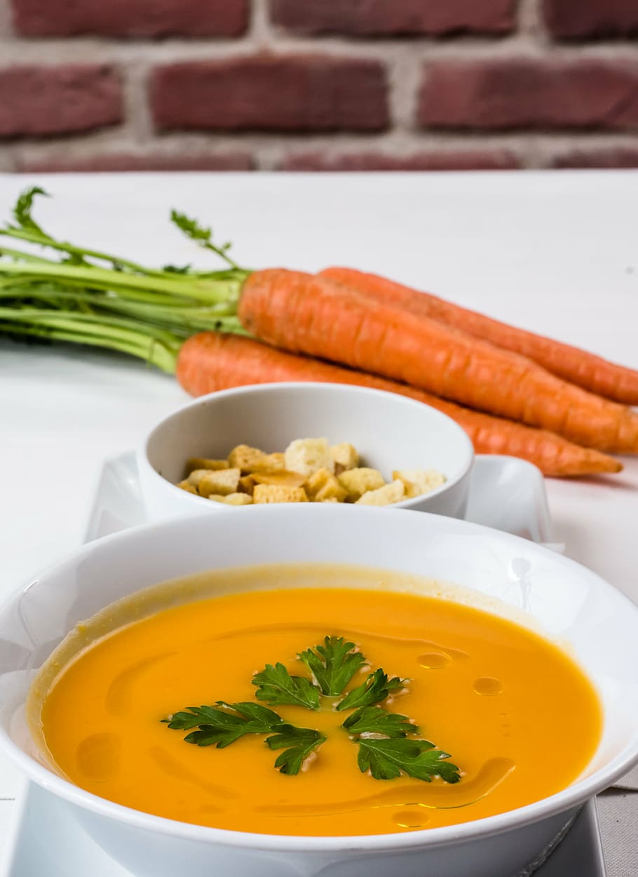 orange carrots on the table, carrots soup, fresh soup, food, healthy, HD wallpaper