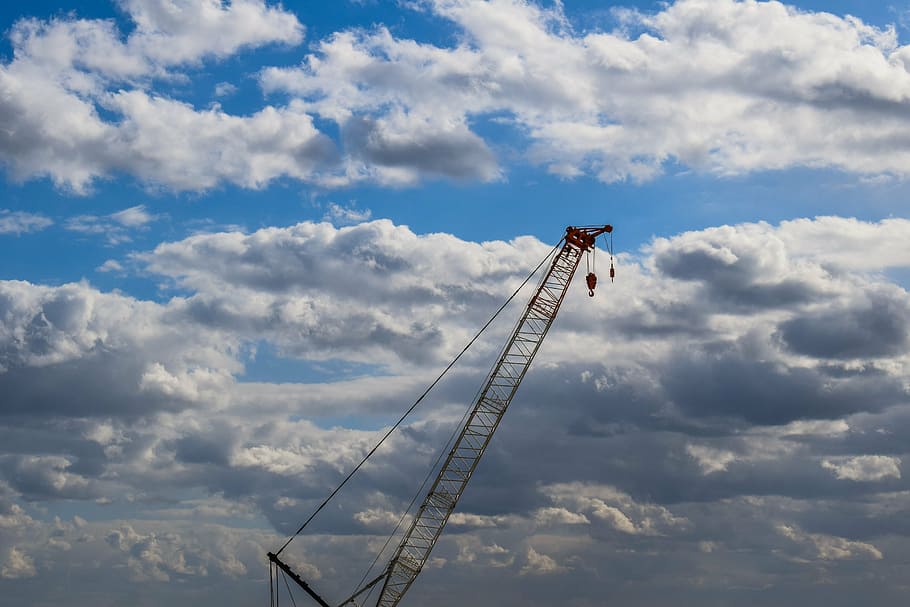 crane, sky, clouds, construction, development, construction Industry HD wallpaper