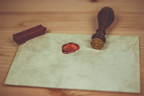 brown stamper, letters, envelope, wax, seal, post, leave, message HD wallpaper