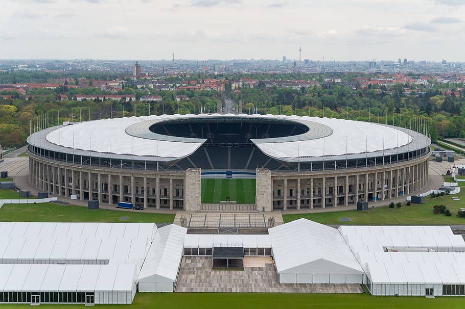 architecture, berlin olympic stadium, football, sport, fussballstadtion, HD wallpaper