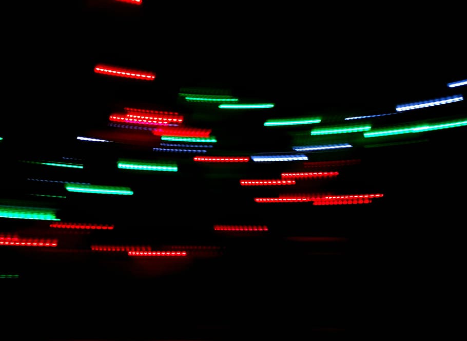 timelapse photo of lights, green and red LED light, night, dark HD wallpaper