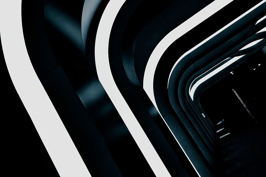 structure low-angle photography of black and white building, black painted wall HD wallpaper