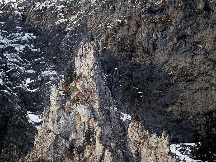 gray mountain ridge during daytime, landscape, nature, cliffside HD wallpaper