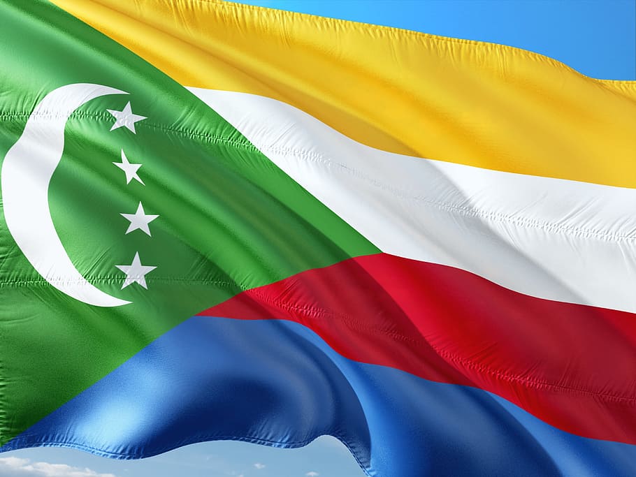 international, flag, comoros, multi colored, backgrounds, green color HD wallpaper