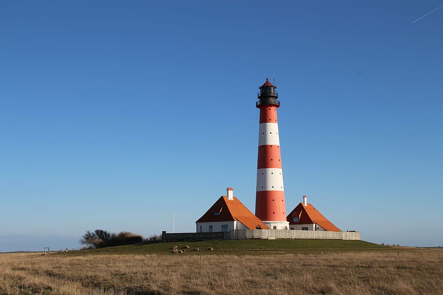 Lighthouse, Westerhever, Eiderstedt, north sea, nordfriesland, HD wallpaper