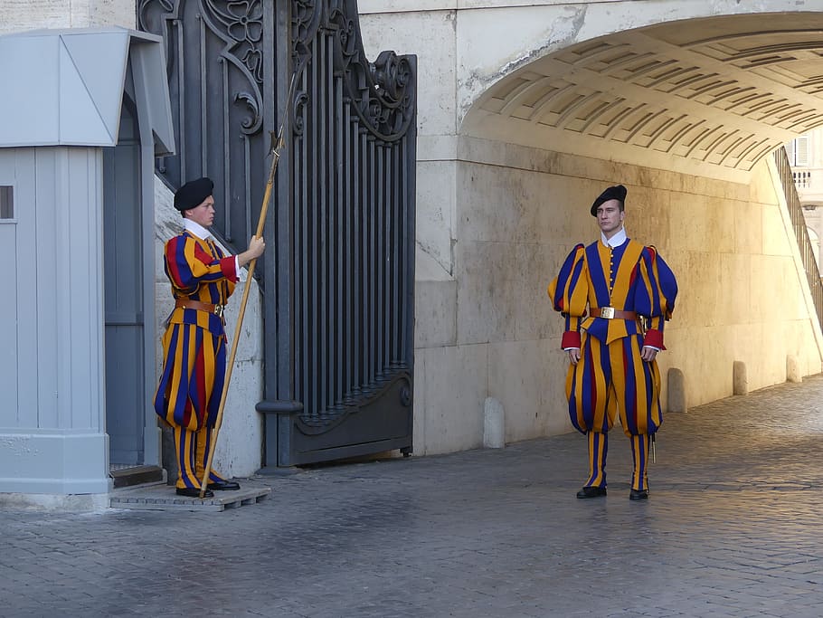 swiss guard, guards, italy, vatican, catholic, st peter's square, HD wallpaper