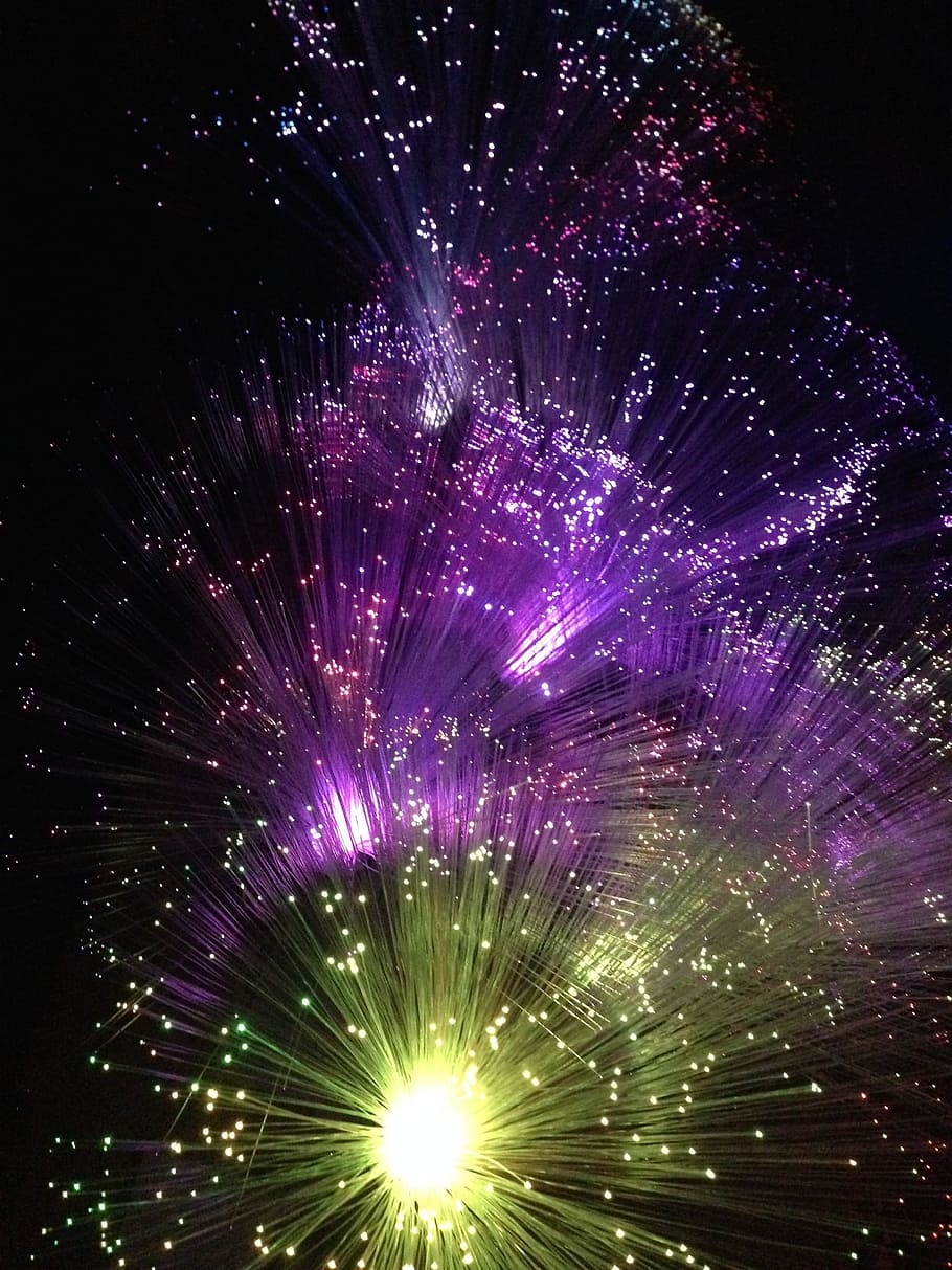 fireworks, light, rays, lighting, color, sparkling, accommodation HD wallpaper