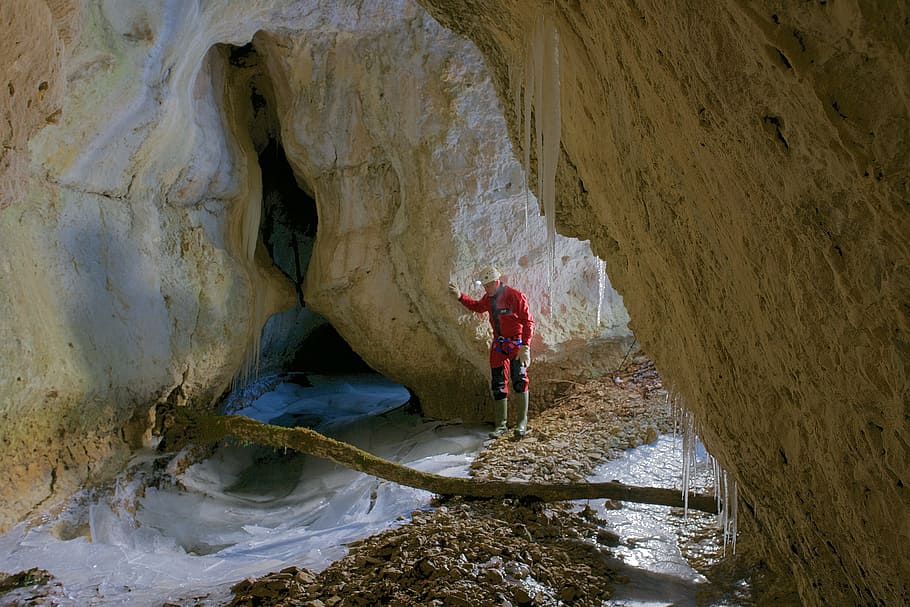 potholing, cave, ice, loss, verneau, old crazy, underground HD wallpaper