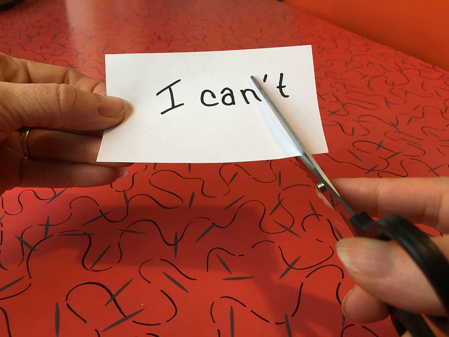 i can't written on paper, scissors, cut, motivation, human hand HD wallpaper