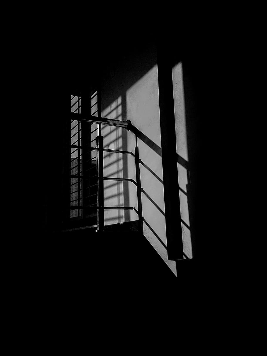grey metal stair, white painted wall, reflection, shadow, steps HD wallpaper