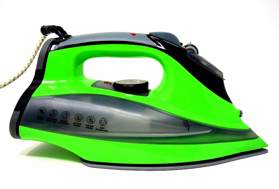 green and black electric cloth iron, house work, budget, smoothing HD wallpaper