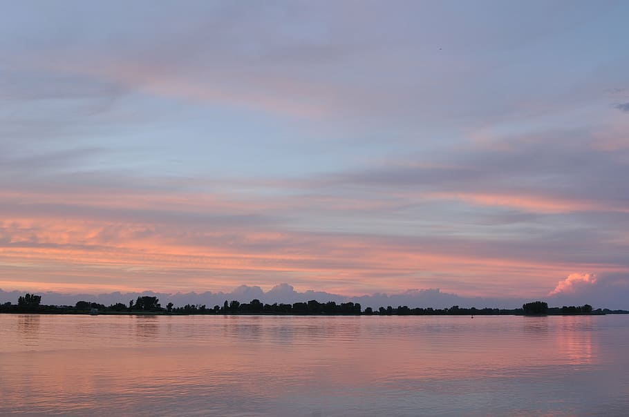 sunset, river, nature, sky, travel, evening, landscape, scene HD wallpaper