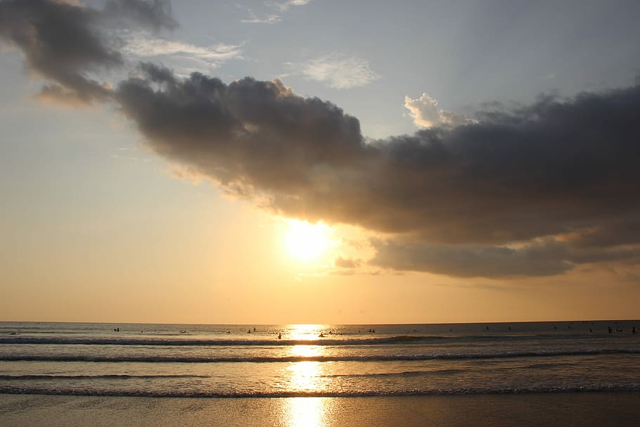 Sunset, Clouds, Ocean, sea, scenics, tranquility, tranquil scene HD wallpaper