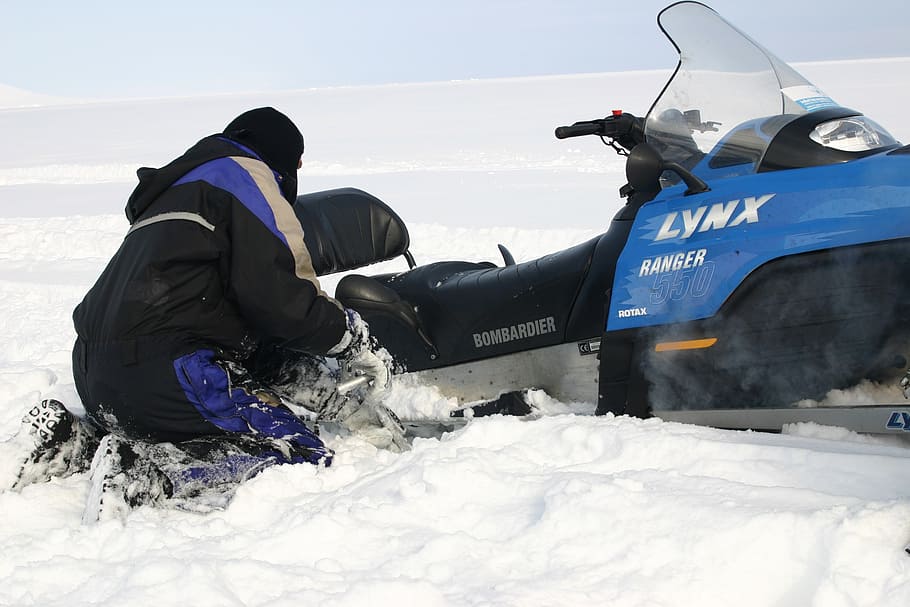 snowmobile, risk, scooter, excavate, spitsbergen, winter, outdoors, HD wallpaper