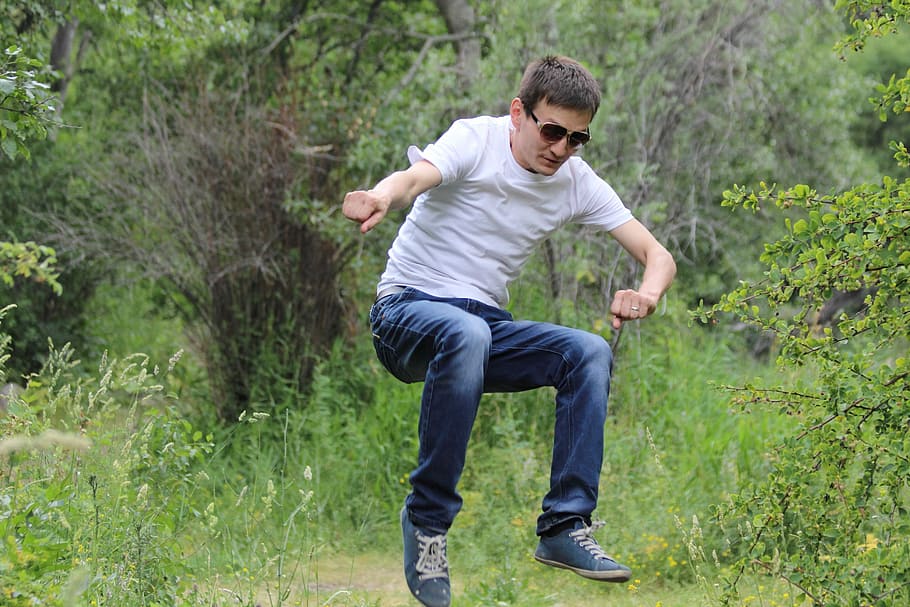Jump, Nature, Man, Fun, Outdoors, daylight, events, motion HD wallpaper