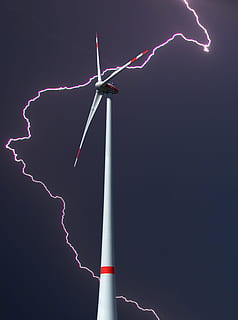 pinwheel, wind power, thunderstorm, flash, electricity, rotor HD wallpaper