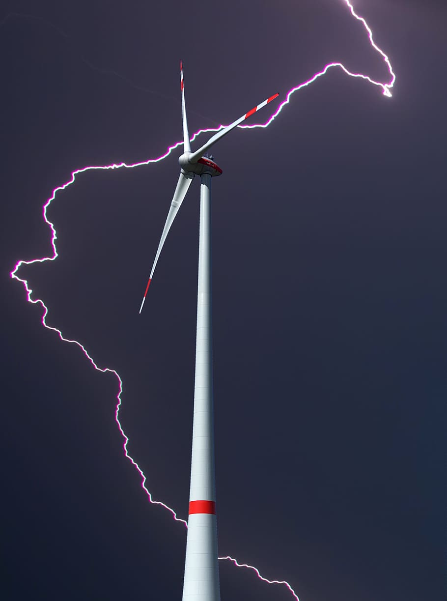 pinwheel, wind power, thunderstorm, flash, electricity, rotor HD wallpaper