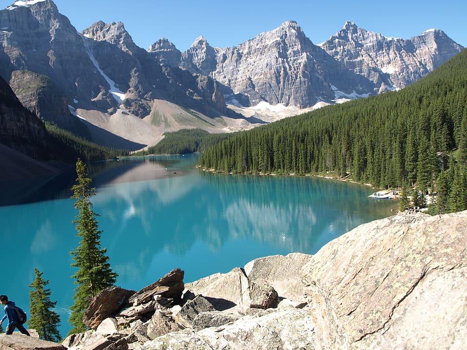 landscape, lake, canada, mountain, scenics - nature, beauty in nature HD wallpaper