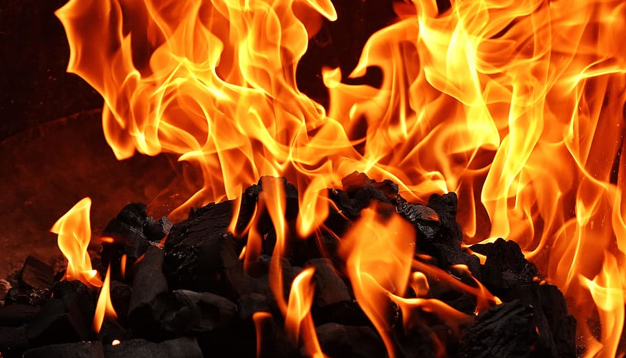 Fire, Flame, Carbon, Burn, Hot, Mood, campfire, fireplace, grill HD wallpaper