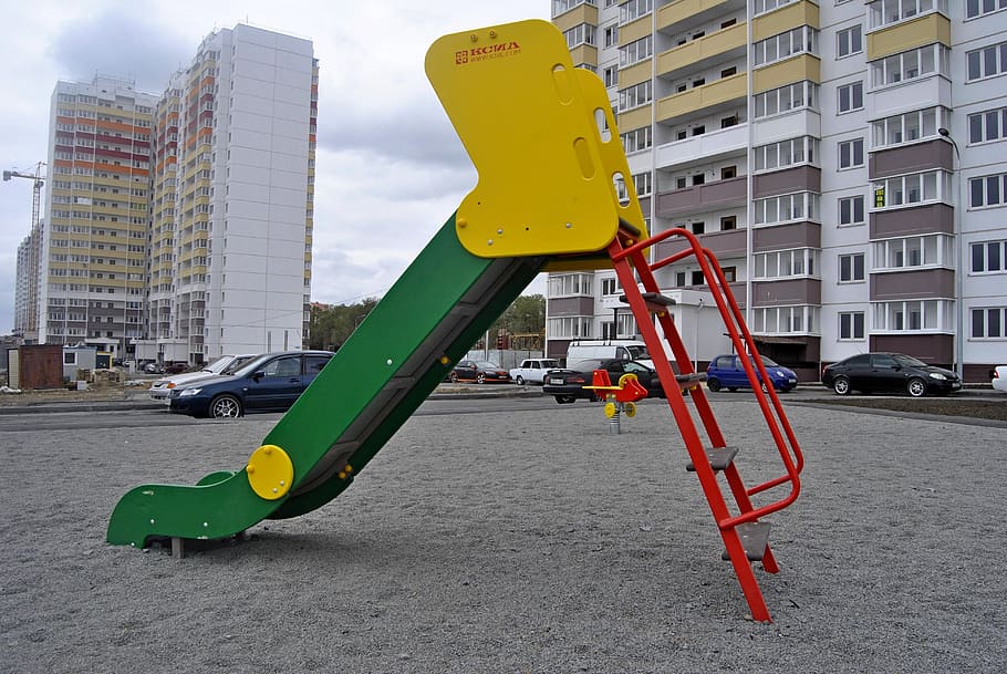 the slide, playground, building exterior, architecture, built structure HD wallpaper