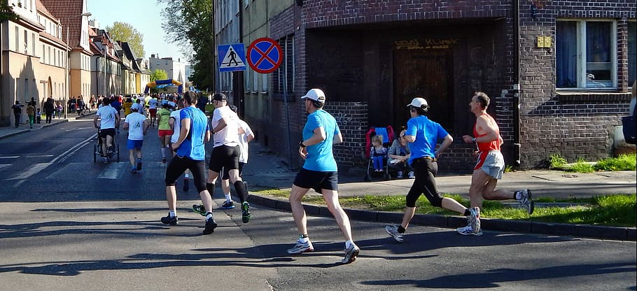 running people on raod, Marathon, Runs, Sport, Jogging, Race, HD wallpaper