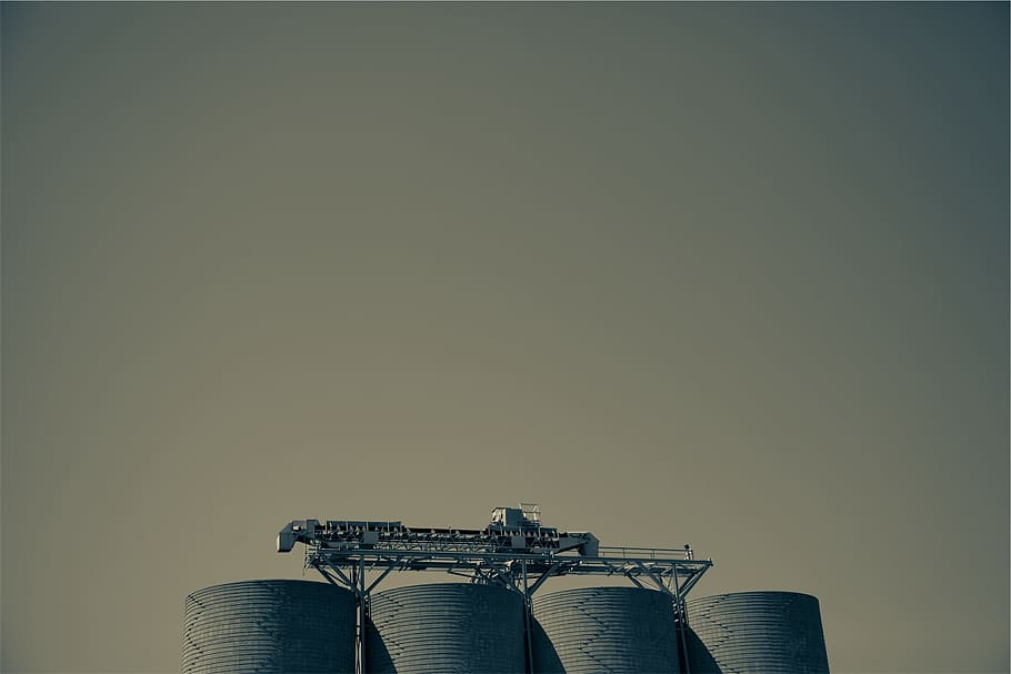 silos, industrial, sky, copy space, no people, indoors, industry HD wallpaper