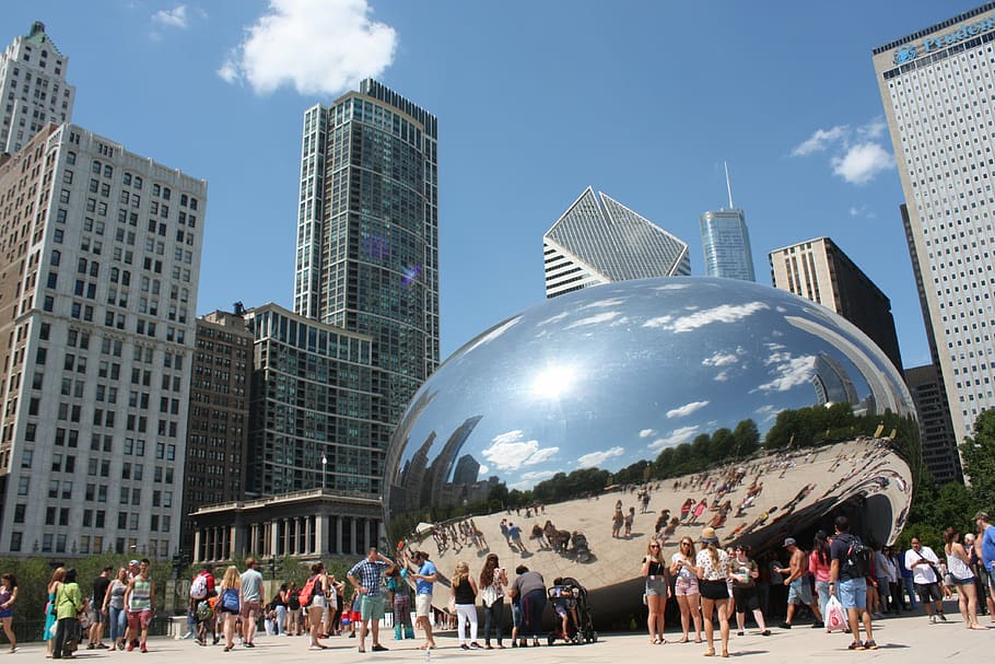 chicago, bean, cloud, summer, sky, vacation, millenium, tourism HD wallpaper