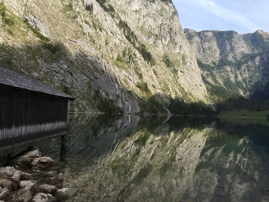 königssee, lake, germany, reflection, mirror photo, bavaria HD wallpaper